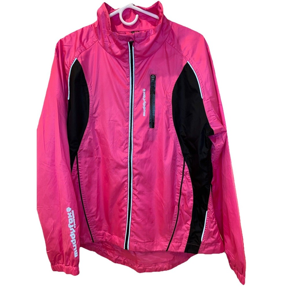 Muddyfox Womens Size 16‎ Pink Black Lightweight Running Jacket Full Zip Cycling